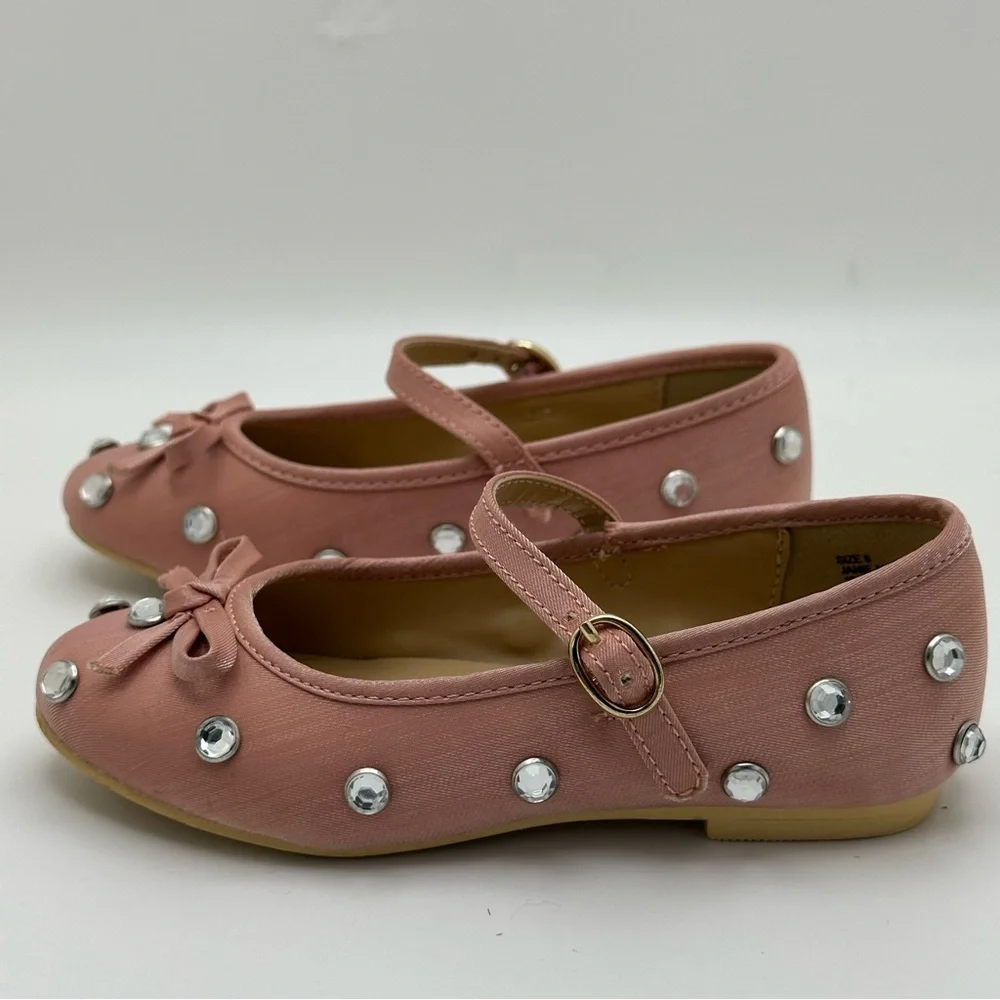 Janie and Jack pink gem bow girls size 8 shoe